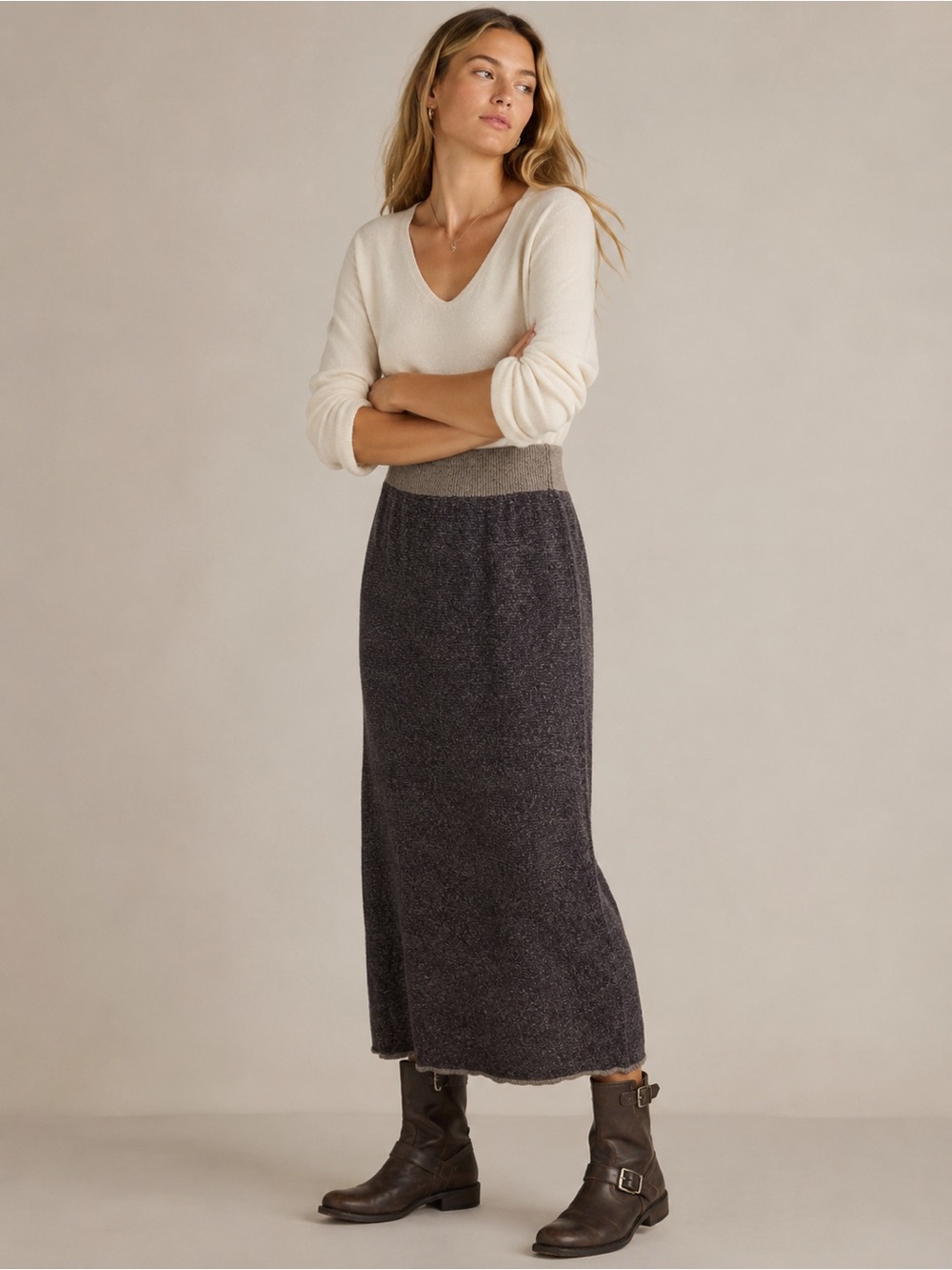 Anthropologie Moth Sweater Skirt Long Knit Purple Size Small 1077